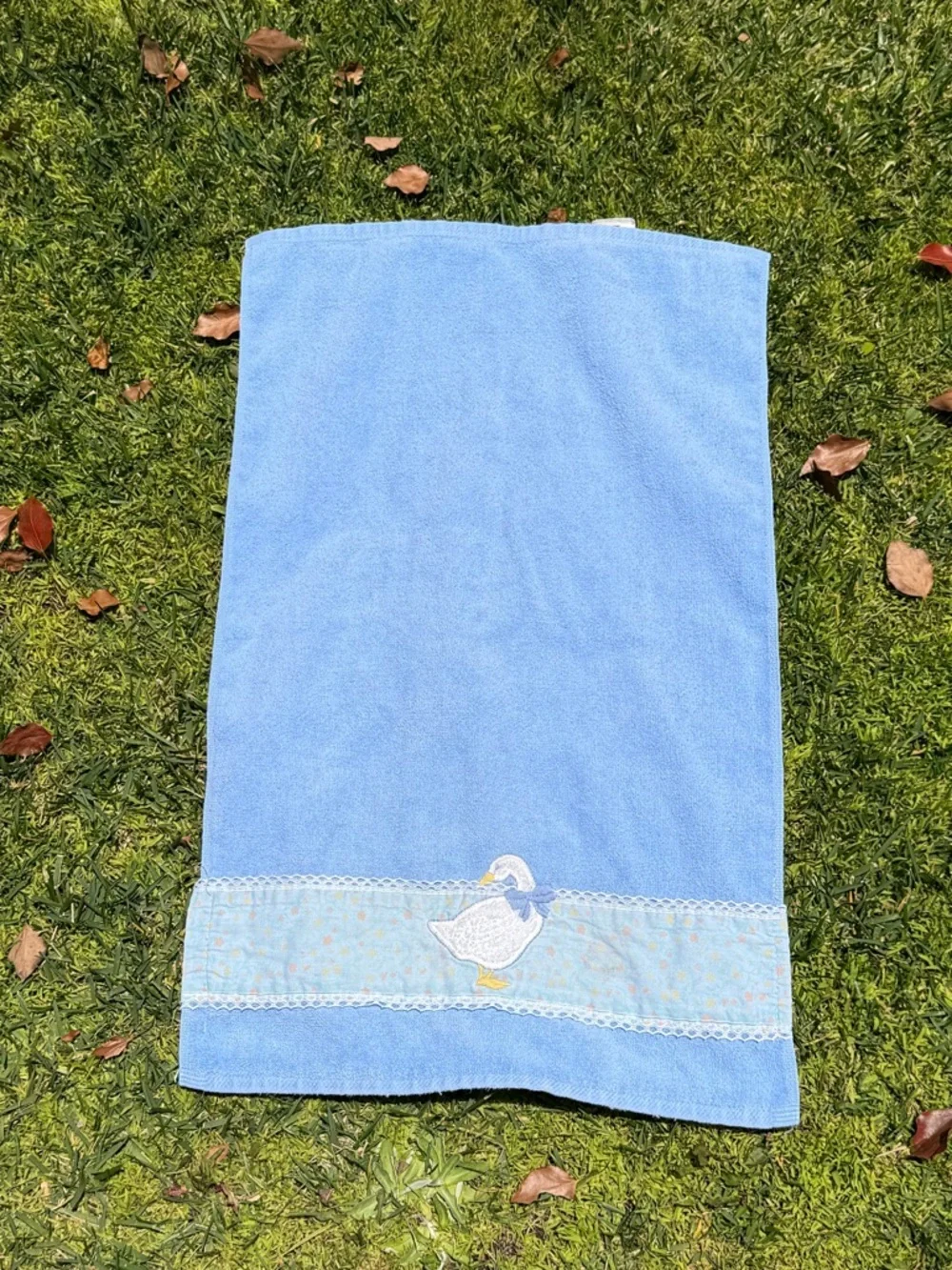 VTG Country Goose 3-Piece Bath Towel Set Blue Farmhouse Cottage RA Briggs FLAW - Picture 3 of 16